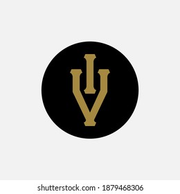 Monogram logo letter I, V, IV or VI modern, simple, sporty, black and gold color on white background