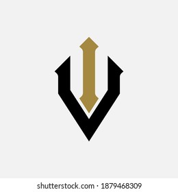 Monogram logo letter I, V, IV or VI modern, simple, sporty, black and gold color on white background