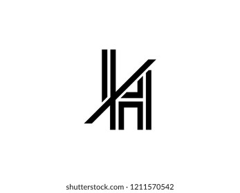 The monogram logo letter IH is sliced black