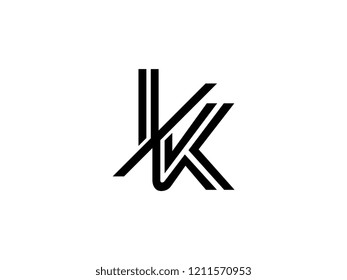 The monogram logo letter IK is sliced black