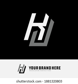Monogramm-Logo-Buchstaben J, K, JK oder KJ, modern, einfach, sportlich, weiß und grau auf schwarzem Hintergrund