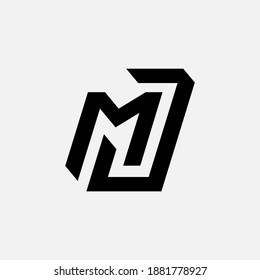 Monogram logo letter J, M, JM or MJ modern, simple, sporty, black color on white background