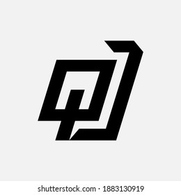 Monogram logo letter J, Q, JQ or QJ modern, simple, sporty, black color on white background