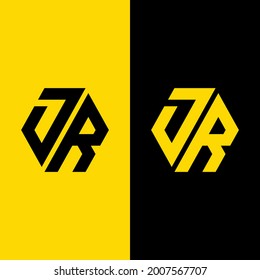 Monogram logo letter J, R, JR or RJ modern, simple, sporty, black and yellow color