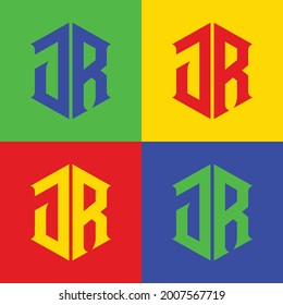 Monogram logo letter J, R, JR or RJ modern, simple, sporty on color variations 
