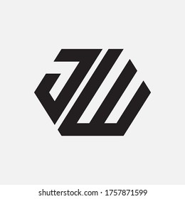 Monogram logo letter J, W, JW or WJ modern, simple, sporty, black color on white background