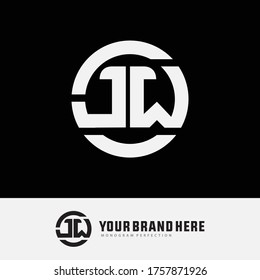 Monogram logo letter J, W, JW or WJ modern, simple, sporty, white color on black background