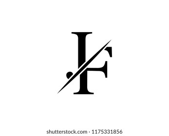 The monogram logo letter JF is sliced