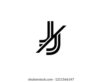 The monogram logo letter JJ is sliced black
