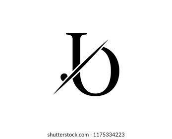 The monogram logo letter JO is sliced