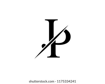 The monogram logo letter JP is sliced