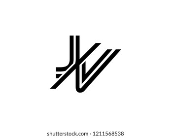 The monogram logo letter JV is sliced black