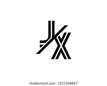 The monogram logo letter JX is sliced black