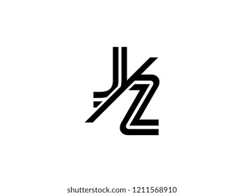 The monogram logo letter JZ is sliced black