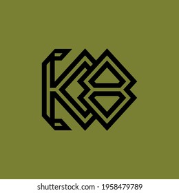 Letra monograma K, 8, K8 u 8K moderna, simple, deportiva, de color negro sobre fondo verde
