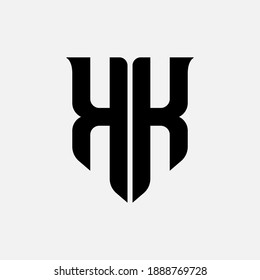 Monogram logo letter K or KK `modern, simple, sporty, black color on white background