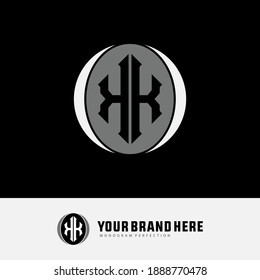 Monogram logo letter K or KK `modern, simple, sporty, white, black and gray color on black background