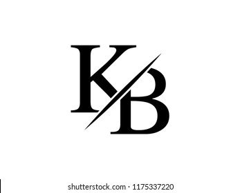 The monogram logo letter KB is sliced