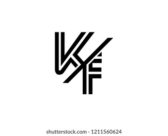 The monogram logo letter KF is sliced black