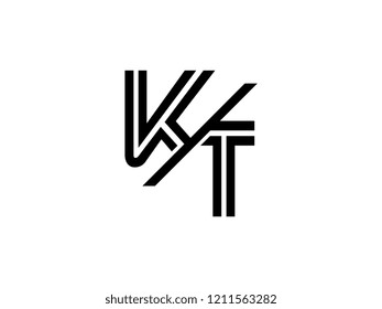 The monogram logo letter KT is sliced black