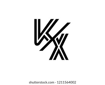 The monogram logo letter KX is sliced black