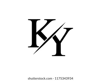 The monogram logo letter KY is sliced
