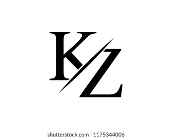 The monogram logo letter KZ is sliced