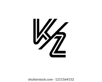 The monogram logo letter KZ is sliced black