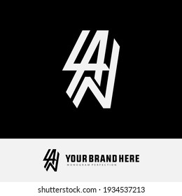 Letra del logotipo del monograma L, A, N, LAN, LNA, ALN, ANL, NLA o NAL `moderna, sencilla, deportiva, de color blanco sobre fondo negro