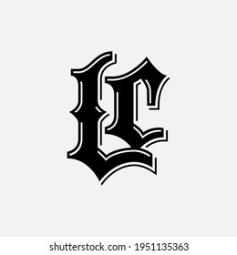 Letra del logotipo del monograma L, C, LC o CL vintage, simple, clásica, de color negro sobre fondo blanco