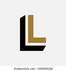 Monogram logo letter L or LL `modern, simple, sporty, black and gold color on white background