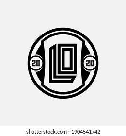 Monogram logo letter L, O, LO or OL `modern, simple, sporty, black color on white background