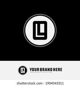 Monogram logo letter L, O, LO or OL `modern, simple, sporty, black, white and gray color on black background