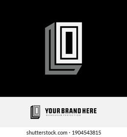 Monogram logo letter L, O, LO or OL `modern, simple, sporty, white and gray color on black background