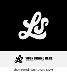 Monogram logo letter L, S, LS or SL `modern, simple, sporty, white color on black background