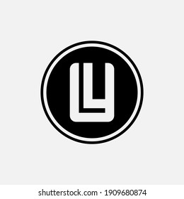 Monogram logo letter L, U, LU or UL `modern, simple, sporty, white and black color on white background