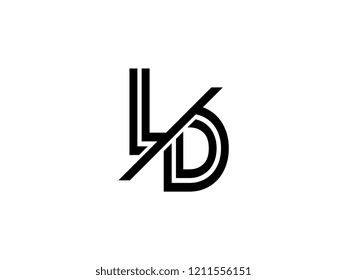 The monogram logo letter LD is sliced black