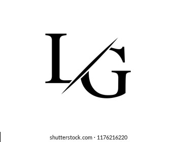 The monogram logo letter LG is sliced