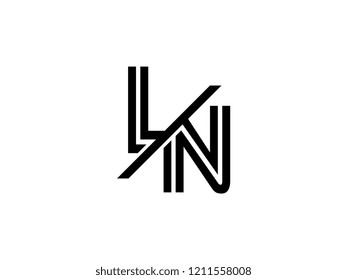 The monogram logo letter LN is sliced black