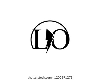 The monogram logo letter LO is split by lightning