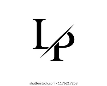 The monogram logo letter LP is sliced
