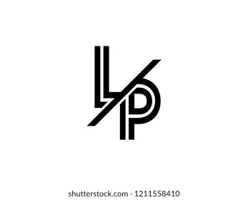 The monogram logo letter LP is sliced black