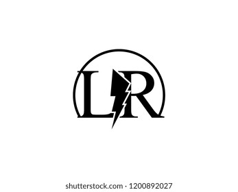 The monogram logo letter LR is split by lightning