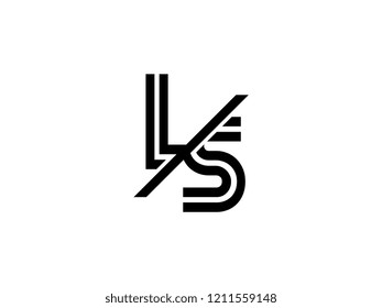 The monogram logo letter LS is sliced black