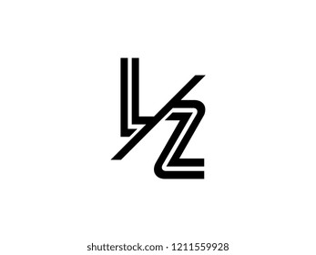 The monogram logo letter LZ is sliced black