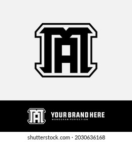 Letra M, A, MA o AM del logotipo de un monograma moderna, sencilla, esporádica, de color blanco y negro sobre fondo blanco