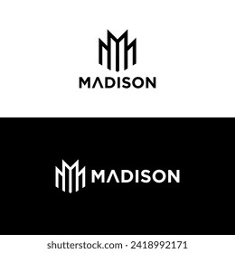 Monogramm Logo Buchstabe M mit Bauform. Symbole für Geschäftsleute, Gebäude, Immobilien.