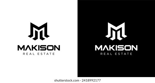 letra M del logotipo monograma con forma de construcción. iconos para negocios, edificios, inmuebles.