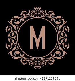 Monogramm-Logo, Buchstabe m-Kreis-Ornament, Etikettendesign oder Produktverpackung