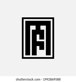 Letra M, F, MF o FM del logotipo monograma moderna, sencilla, esporádica, de color negro sobre fondo blanco